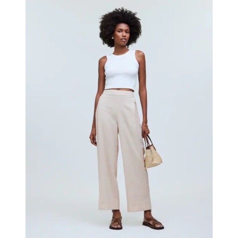 MADEWELL Pull-On Straight Crop Pant 4T Natural Linen Bld Relax Straight NWT B85